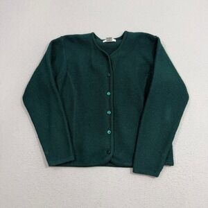 Pendleton Cardigan Women Petite Green Woolmark Pure New Wool Button Up Sweater